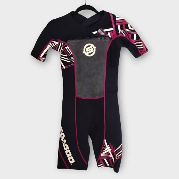 SeeDoo Womens‎ Wetsuit Sz 6 Mid Shorty Long Sleeves Neoprene 2mm Swimwear NWT - Picture 1 of 15